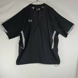 Under Armour 1/4 Zip Short Sleeve Loose Fit Golf Jacket Men's M Black Gray
